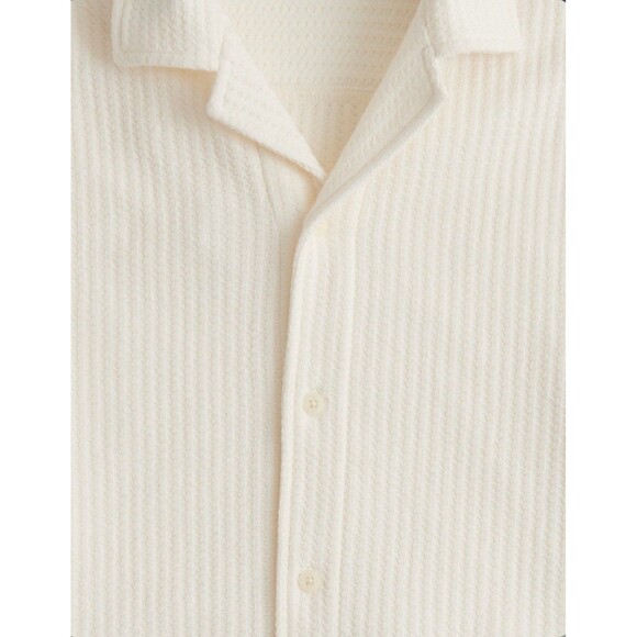 J.Crew Textured Camp Shirt Men's XL Ivory White Short Sleeve Waffle Weave New - Picture 4 of 15